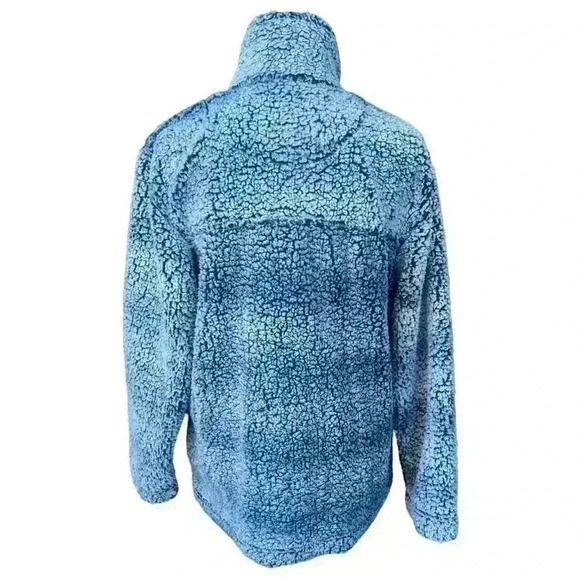 Blue & gray women’s Sherpa fleece 1/4 zip with Native American accents sz S - Picture 5 of 10